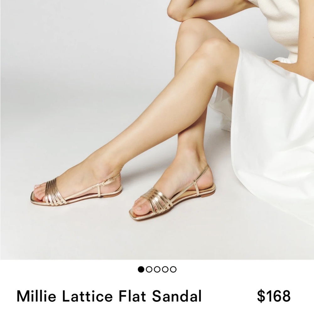 NWOT Reformation Millie Lattice Flat Sandal in Gold